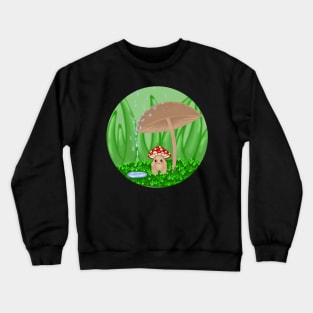 Rainy Day Mushroom Buddy Design Crewneck Sweatshirt